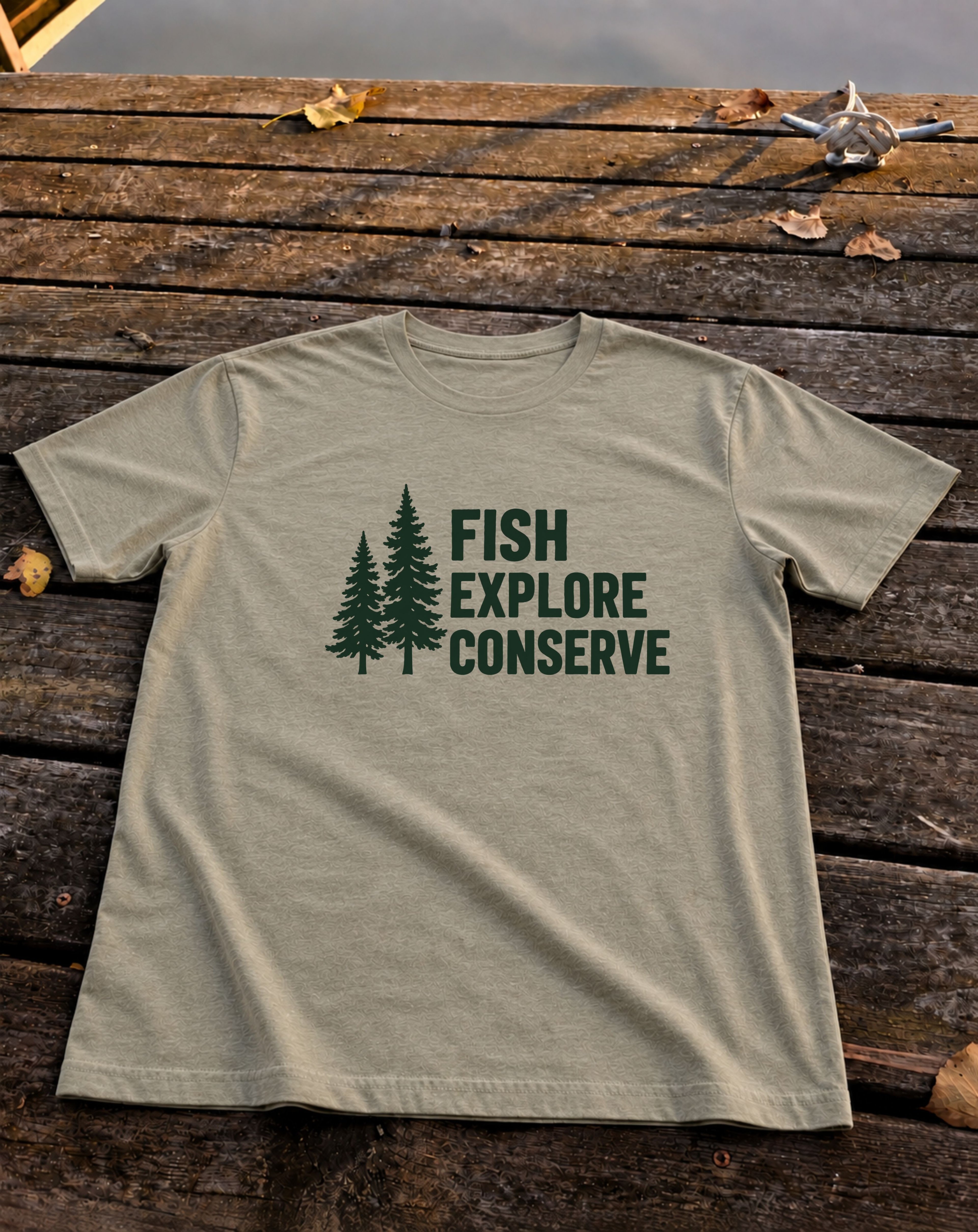 Fish. Explore. Conserve. Tee., Heather Stone