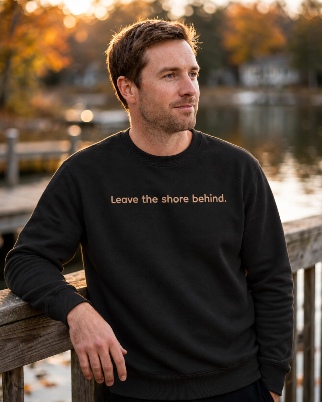 Leave the Shore Behind Crewneck, Jet Black