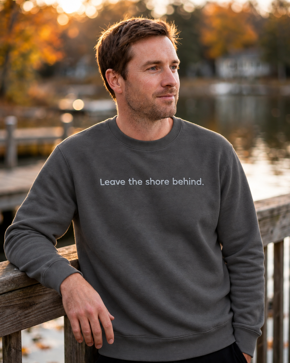 Leave the Shore Behind Crewneck, Charcoal