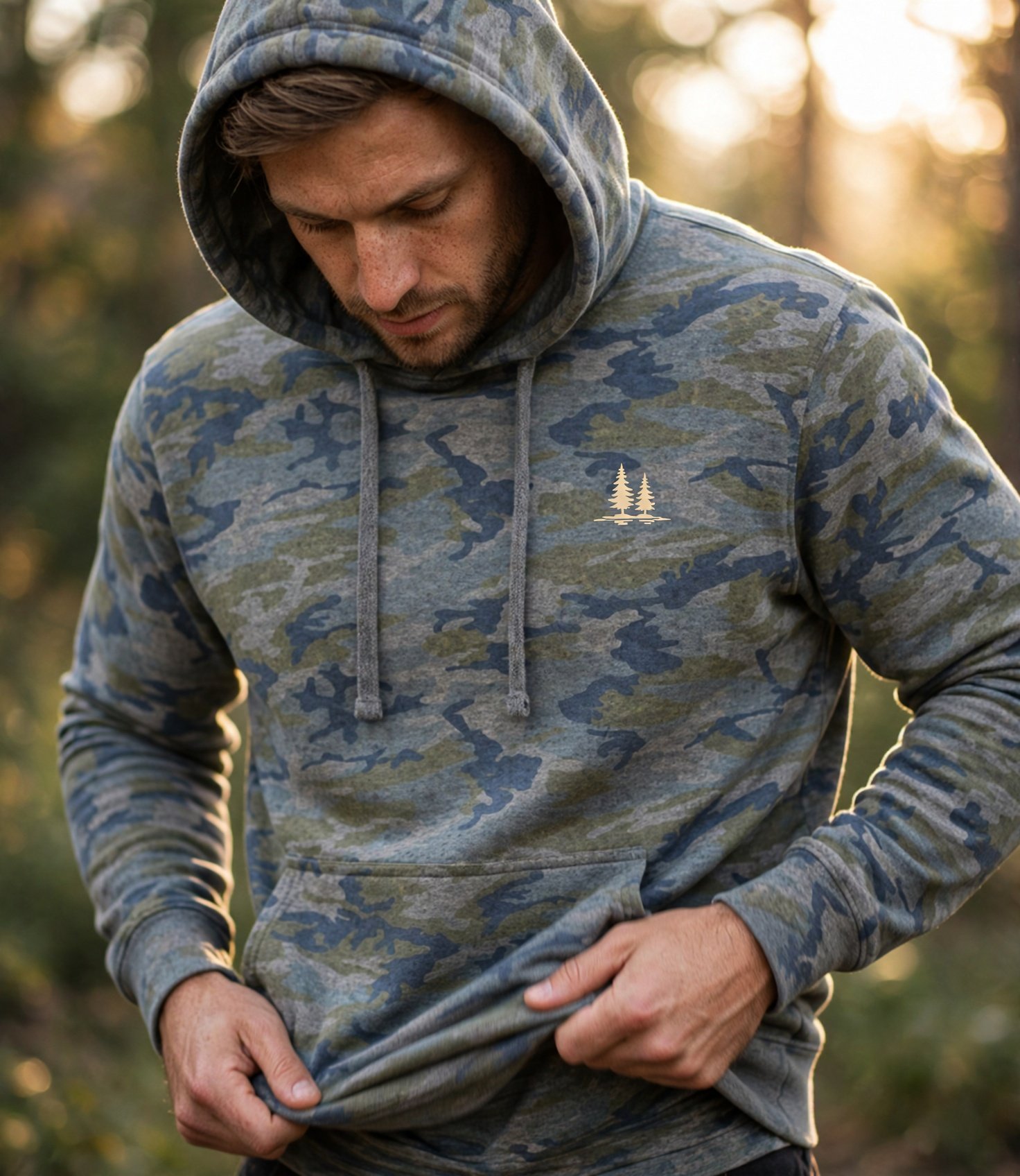 Storm Camo Twin Pines Hoodie, Vintage Camo