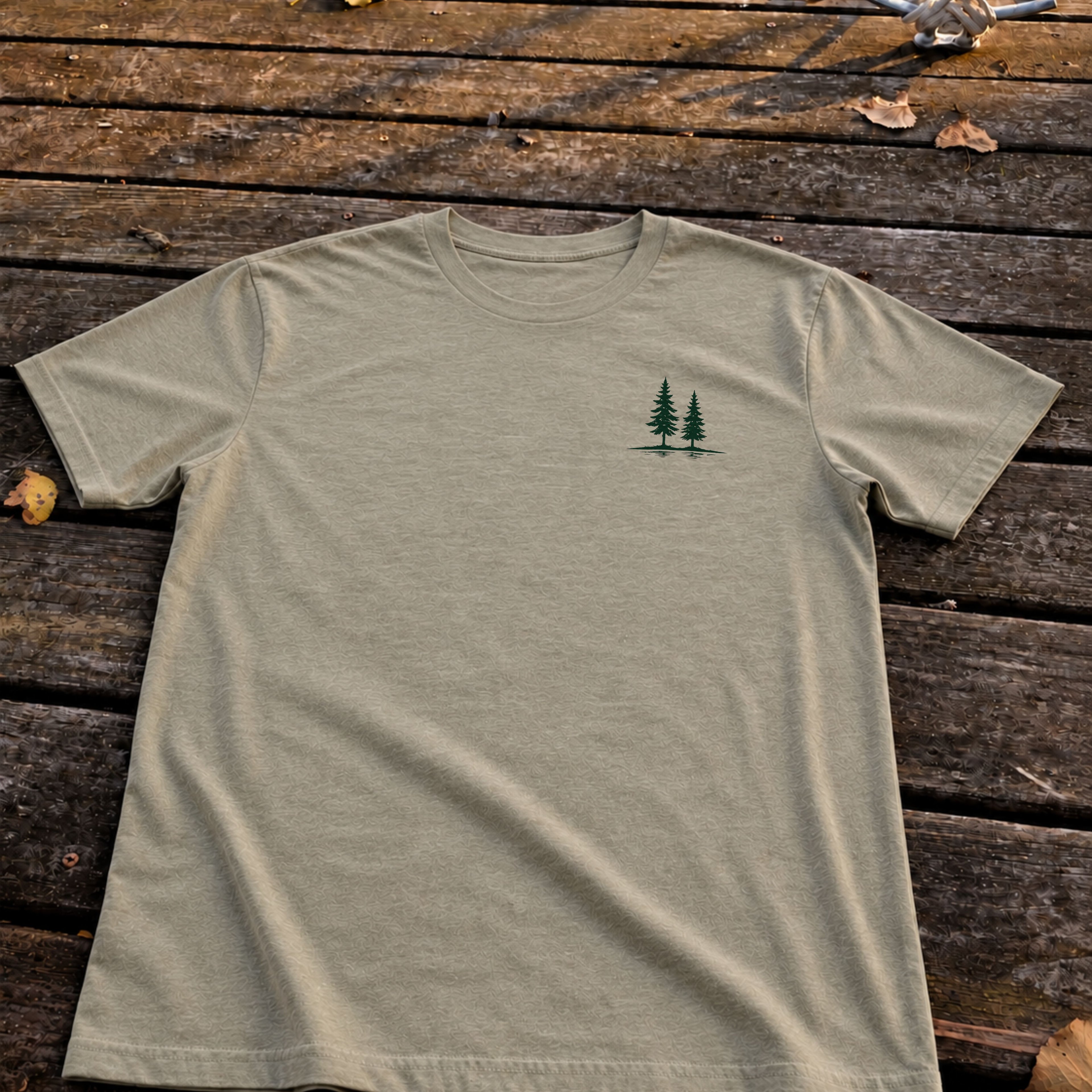 Leave the Shore Behind Heritage Tee, Heather Stone, detail