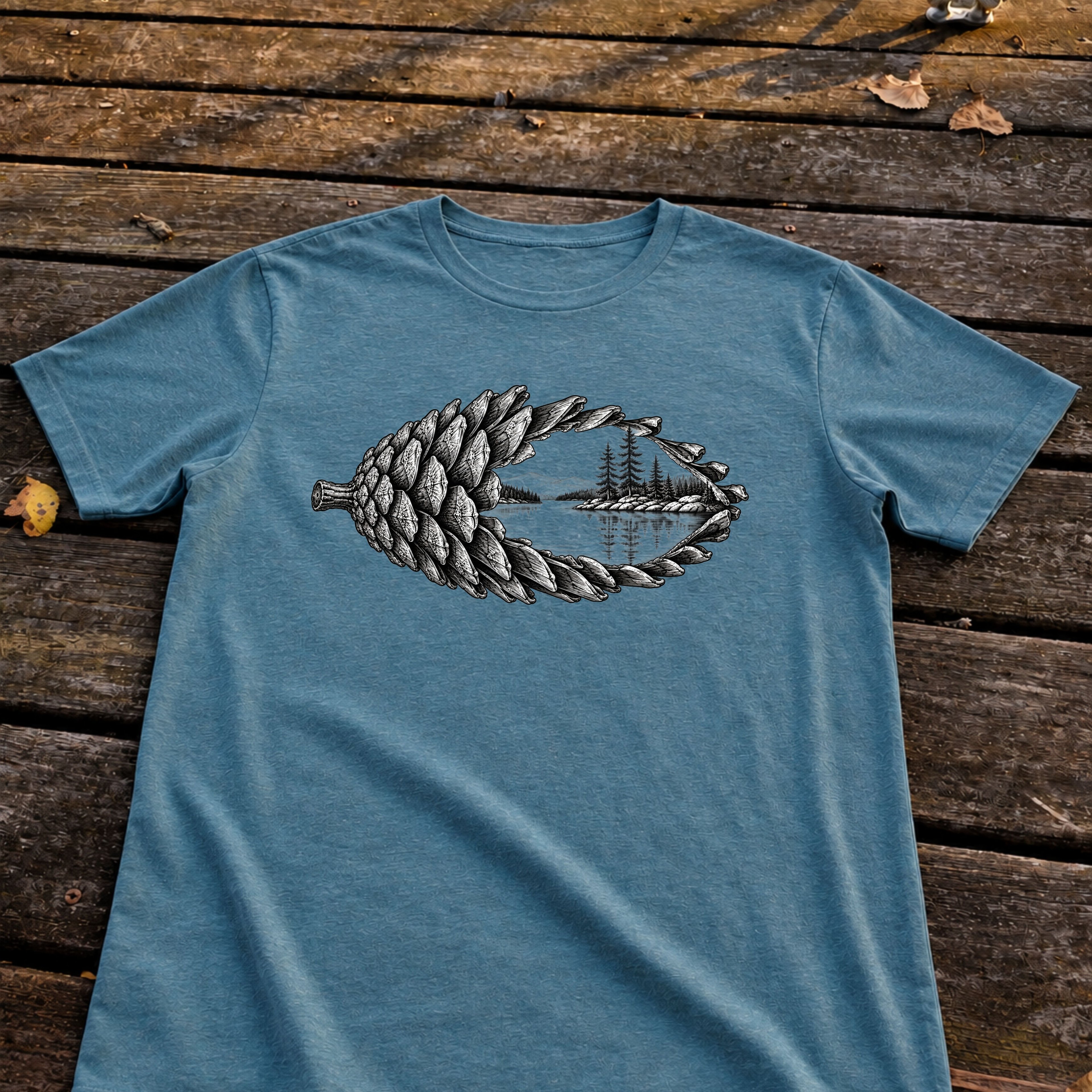 Pinecone Lake Tee, Heather Deep Teal