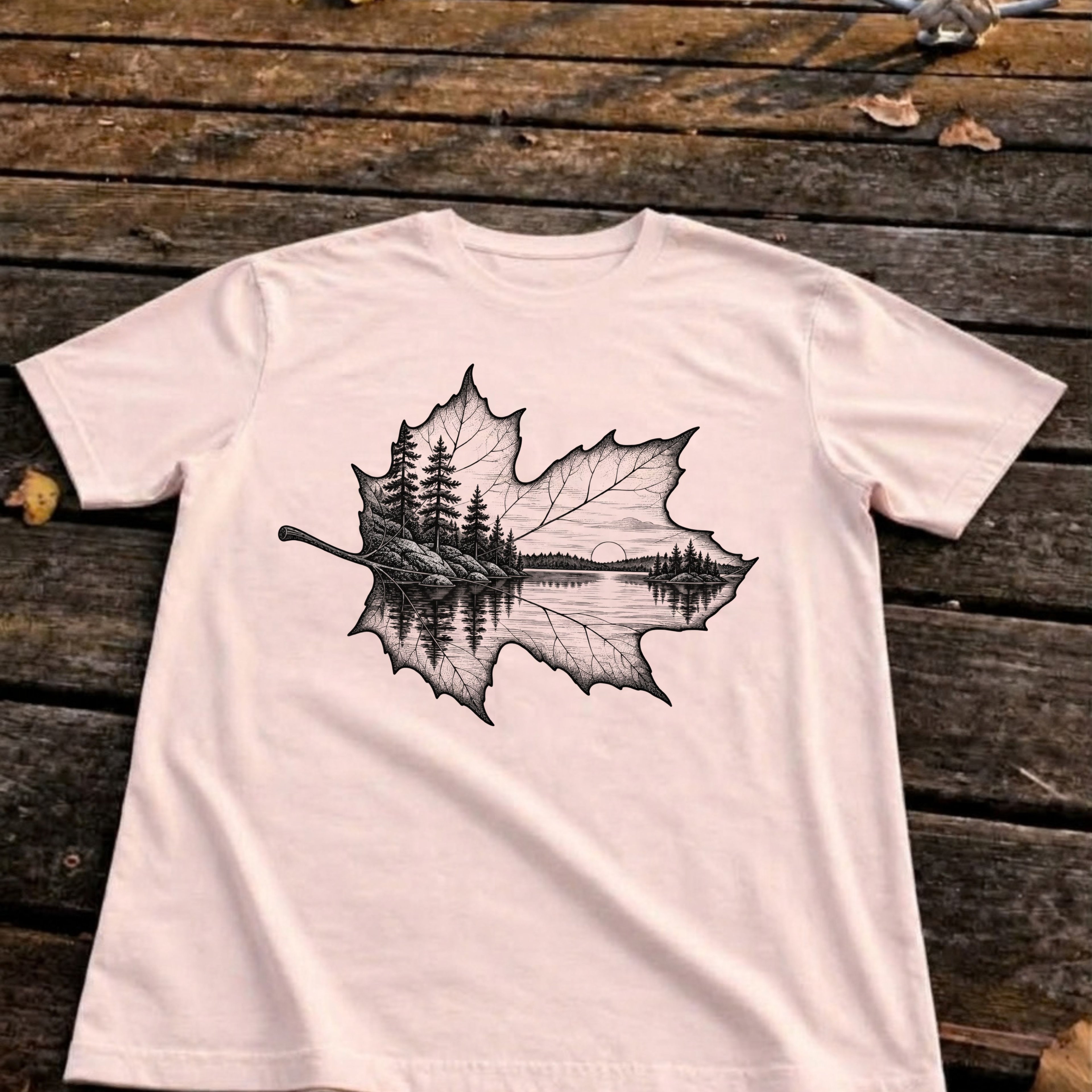 Shoreline Leaf Tee, Soft Pink