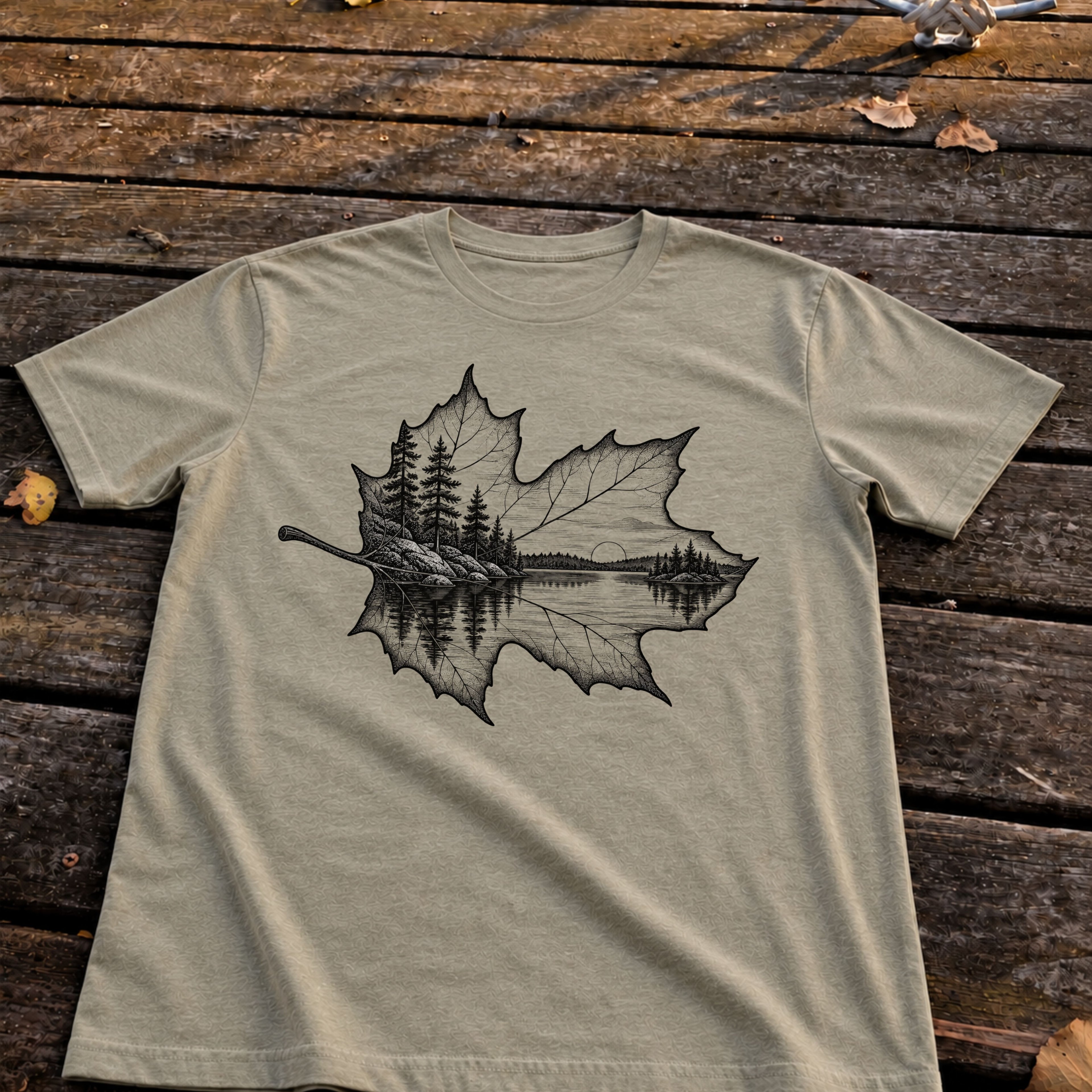 Shoreline Leaf Tee, Heather Stone