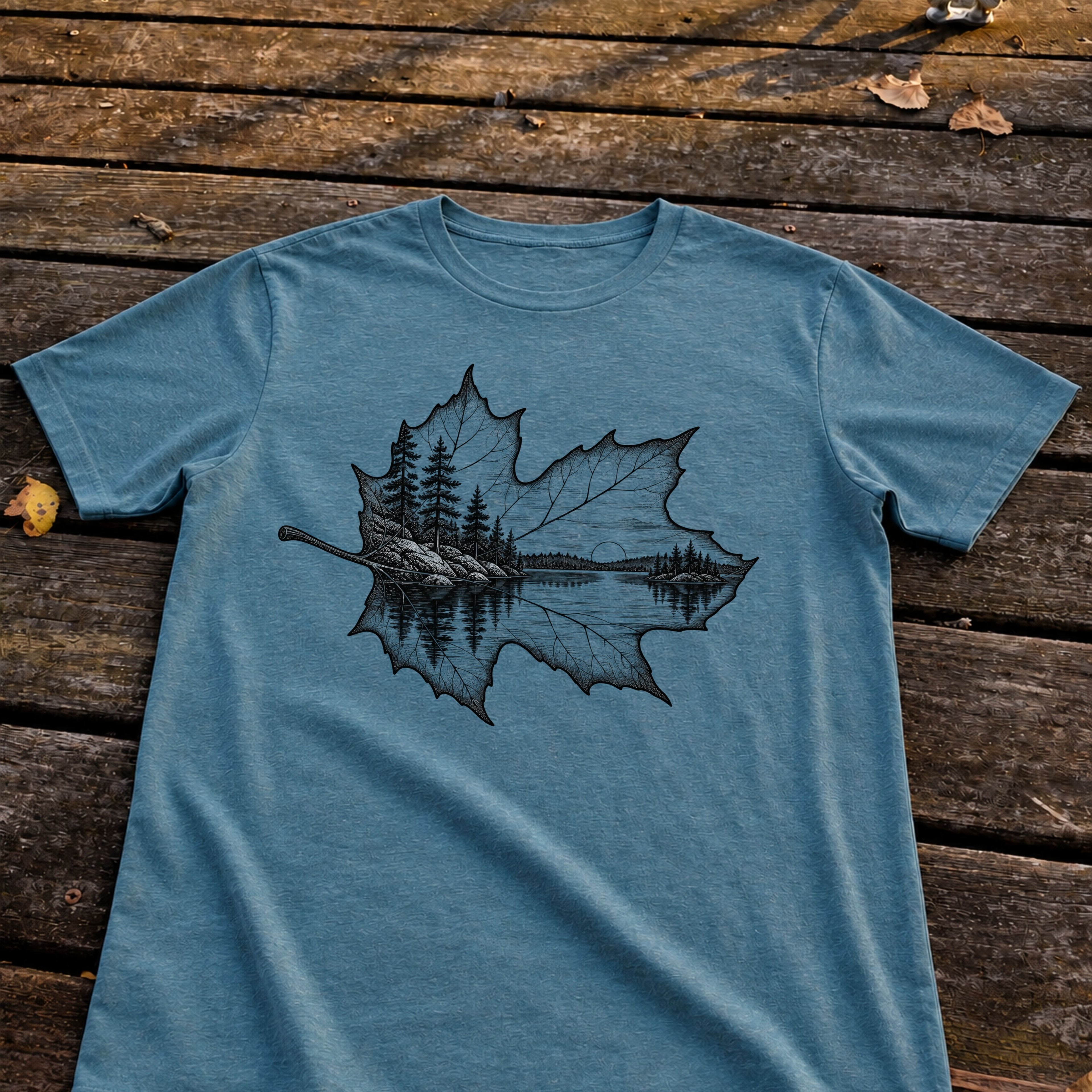 Shoreline Leaf Tee, Heather Deep Teal