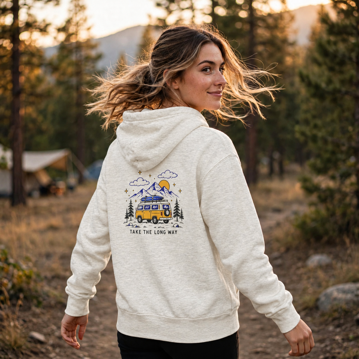 Adventure Van  Hoodie , Oatmeal Heather
