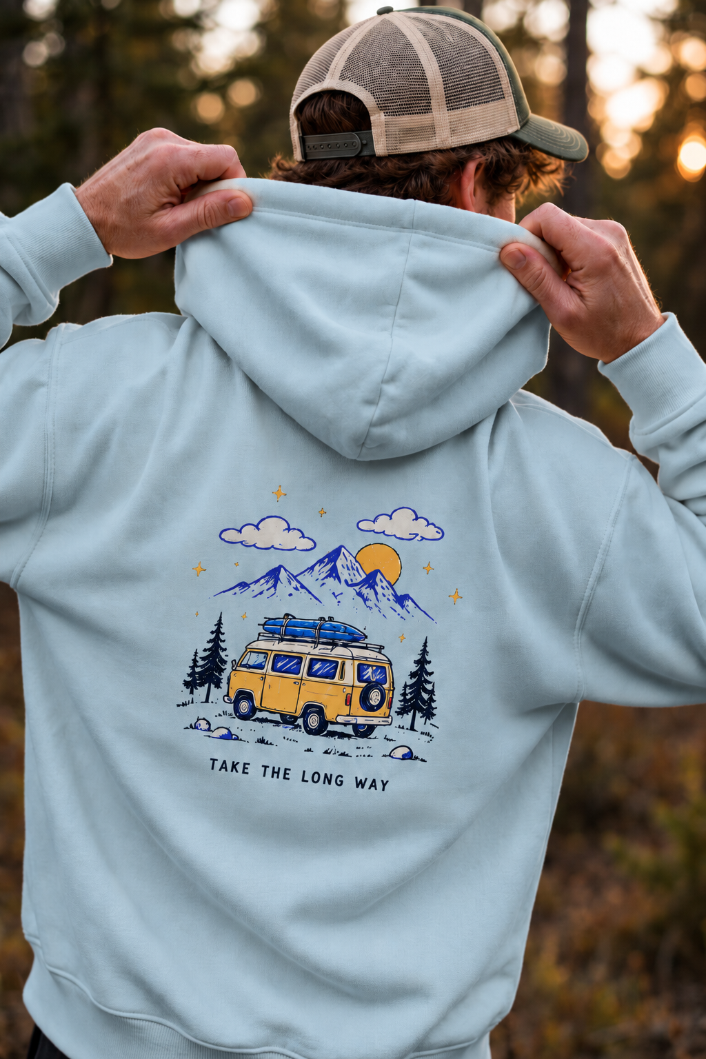 Adventure Van  Hoodie , Blue Mist