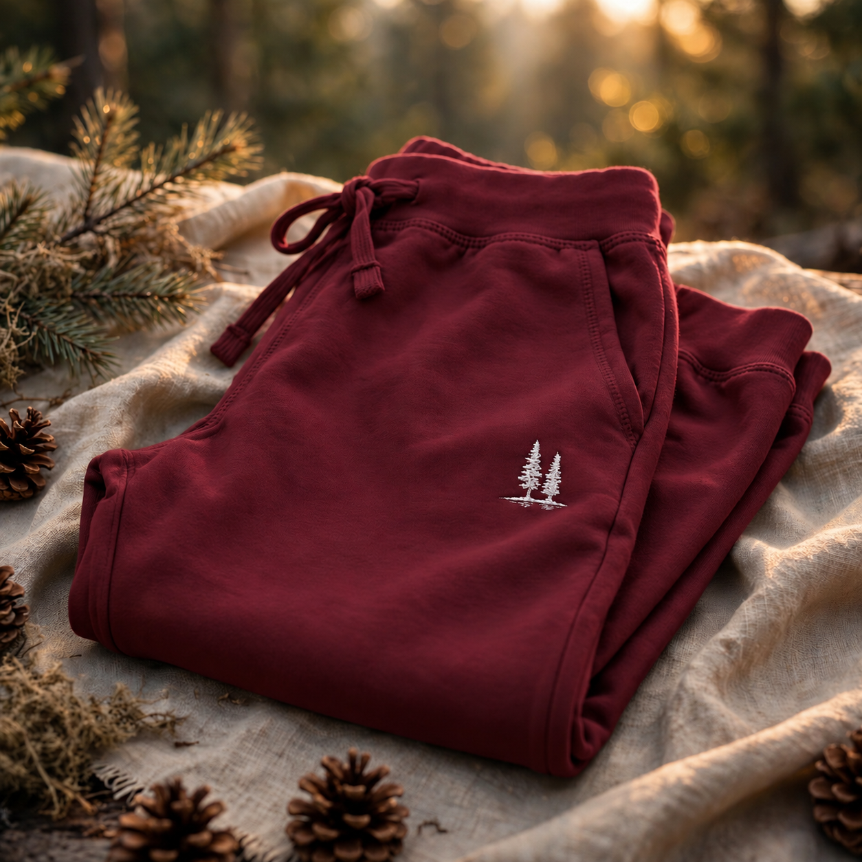 Twin Pines Joggers, Maroon